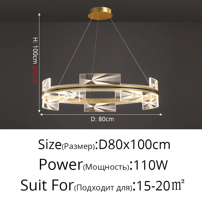 lustre moderne créatif design géométrique avec cercle doré