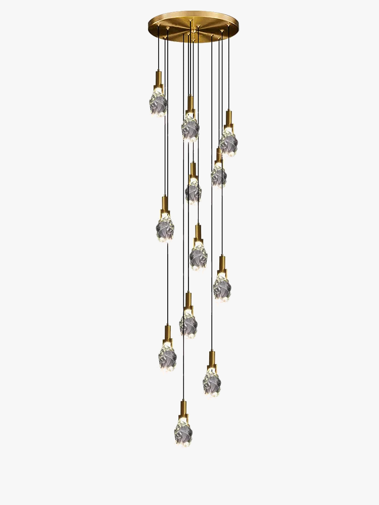 lustre moderne créatif en cristal pour escalier colimaçon