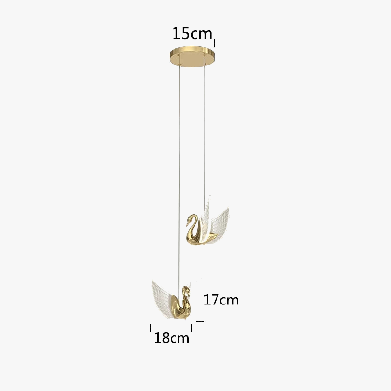 lustre moderne cygne doré design créatif pour éclairage décoratif