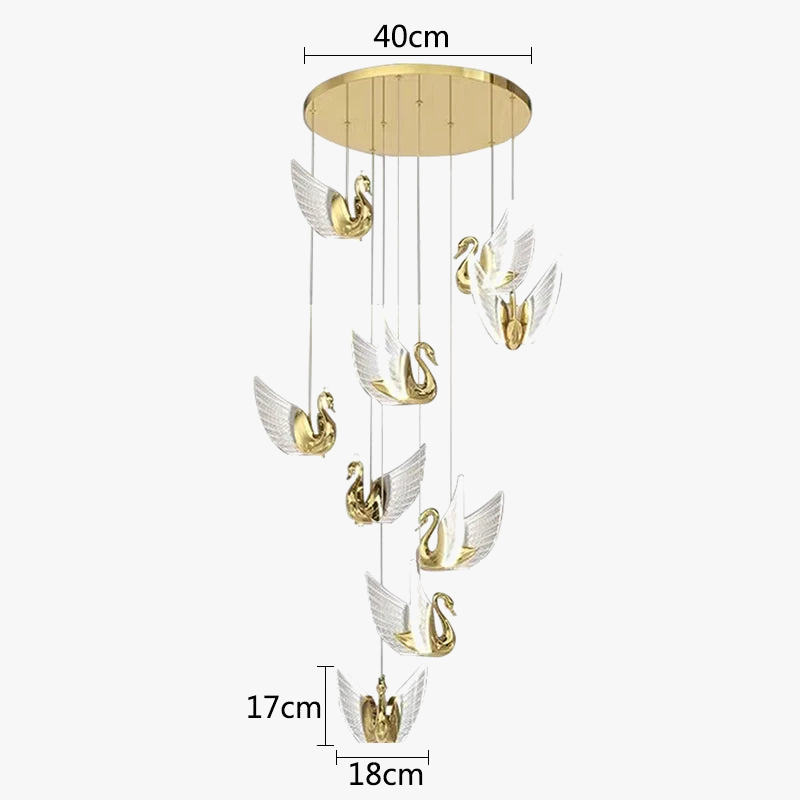 lustre moderne cygne doré design créatif pour éclairage décoratif