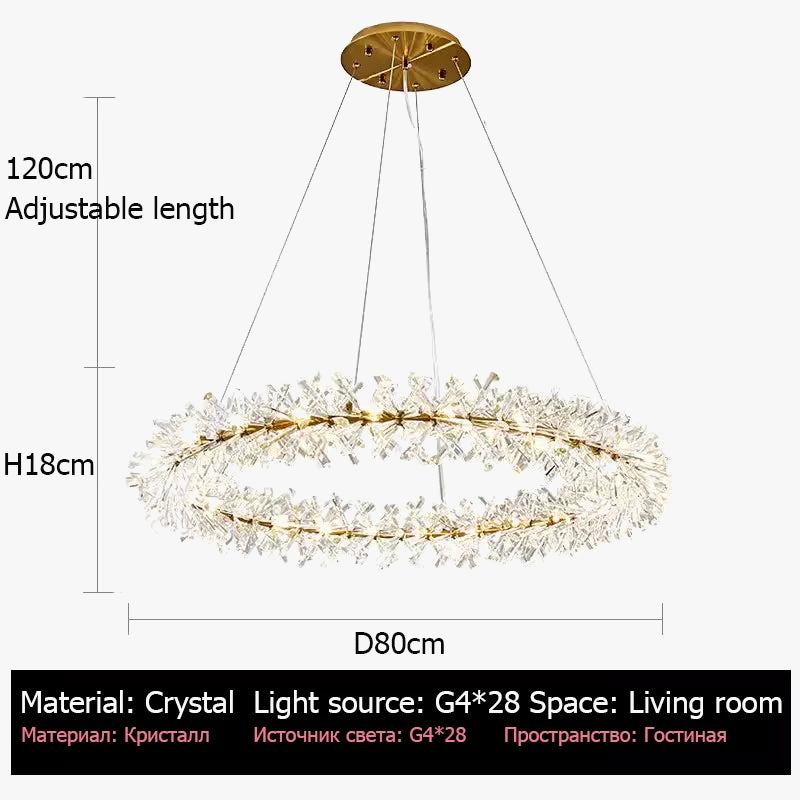 lustre moderne de luxe en cristal rond suspendu