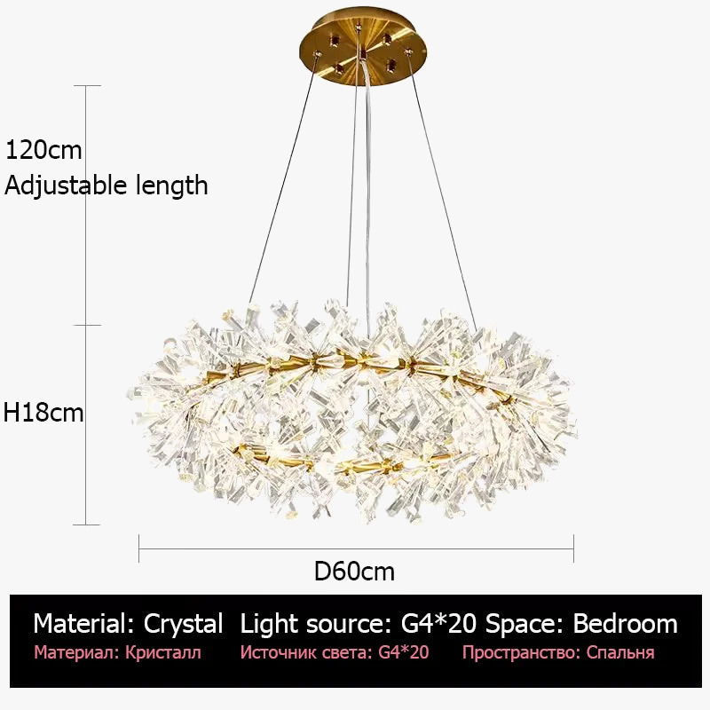 lustre moderne de luxe en cristal rond suspendu