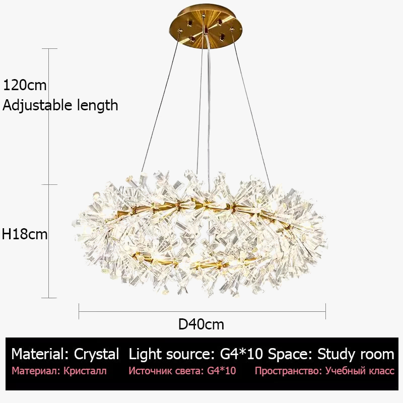 lustre moderne de luxe en cristal rond suspendu