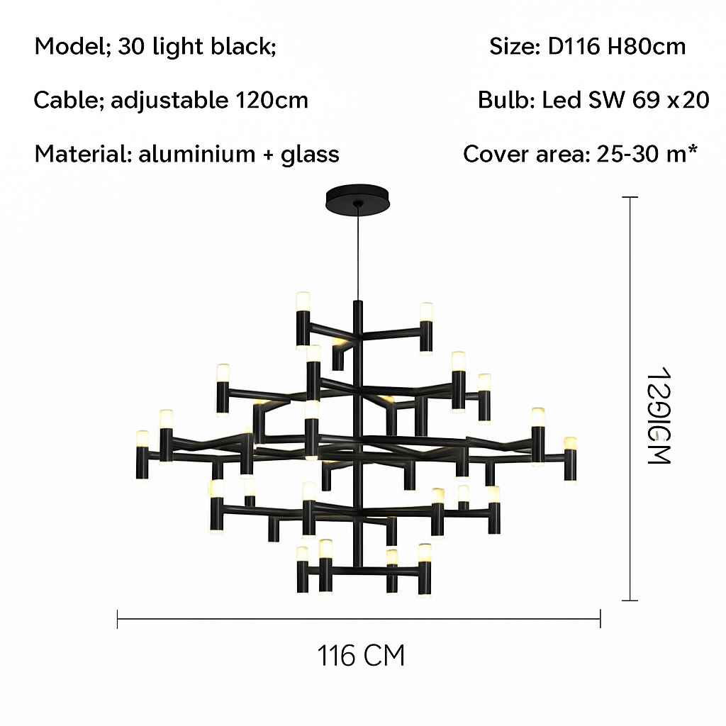 lustre moderne de luxe en métal éclairage suspendu réglable