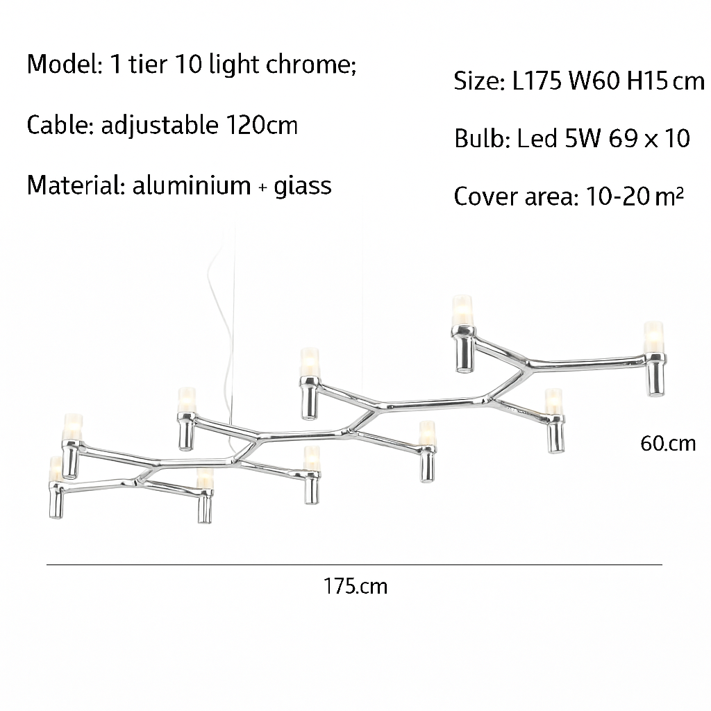 lustre moderne de luxe en métal éclairage suspendu réglable