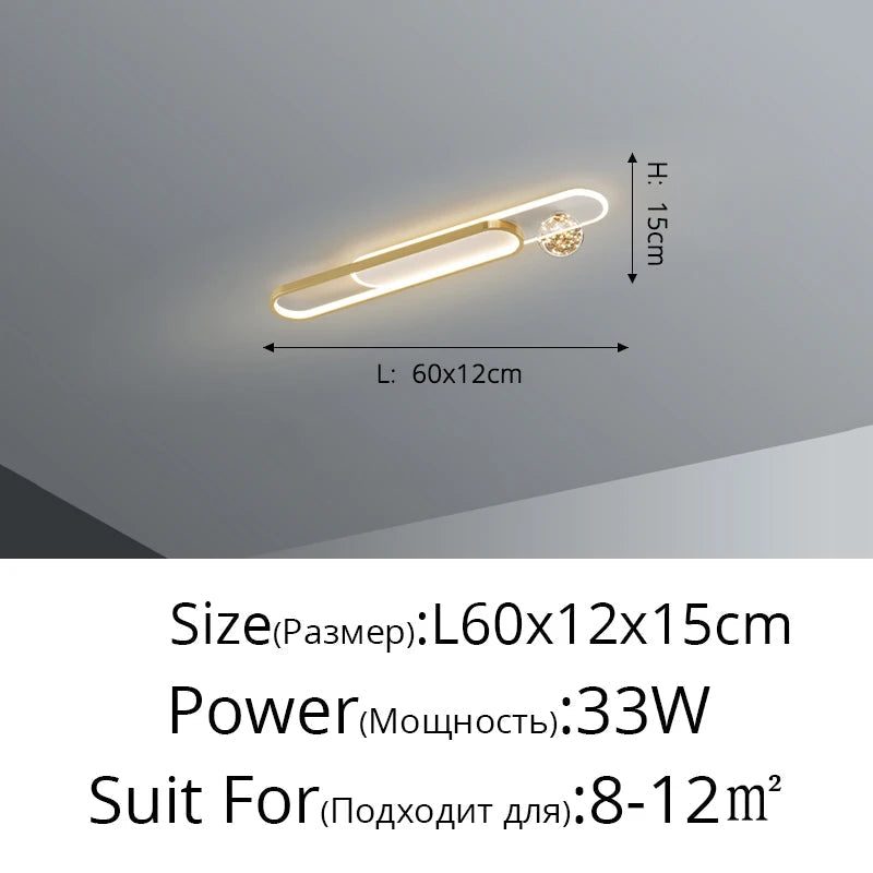 lustre moderne de luxe simple étoilé longue bande encastrée