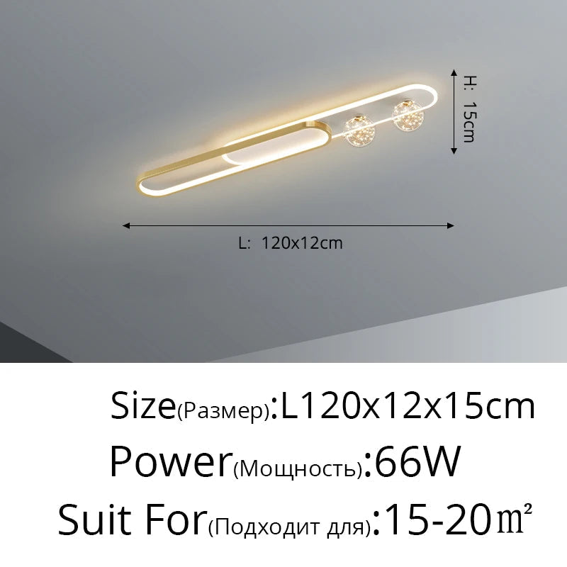 lustre moderne de luxe simple étoilé longue bande encastrée