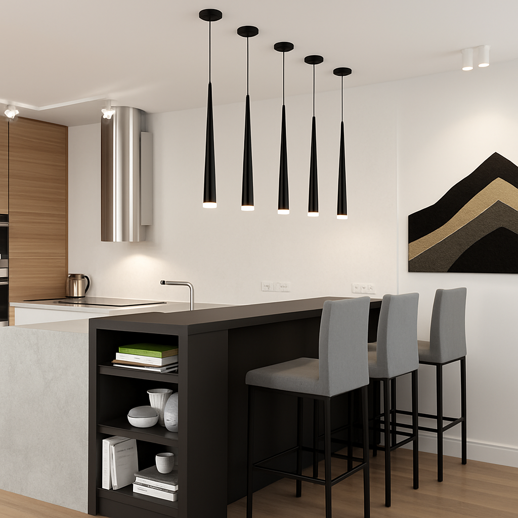 lustre moderne design tube noir pour décoration intérieure