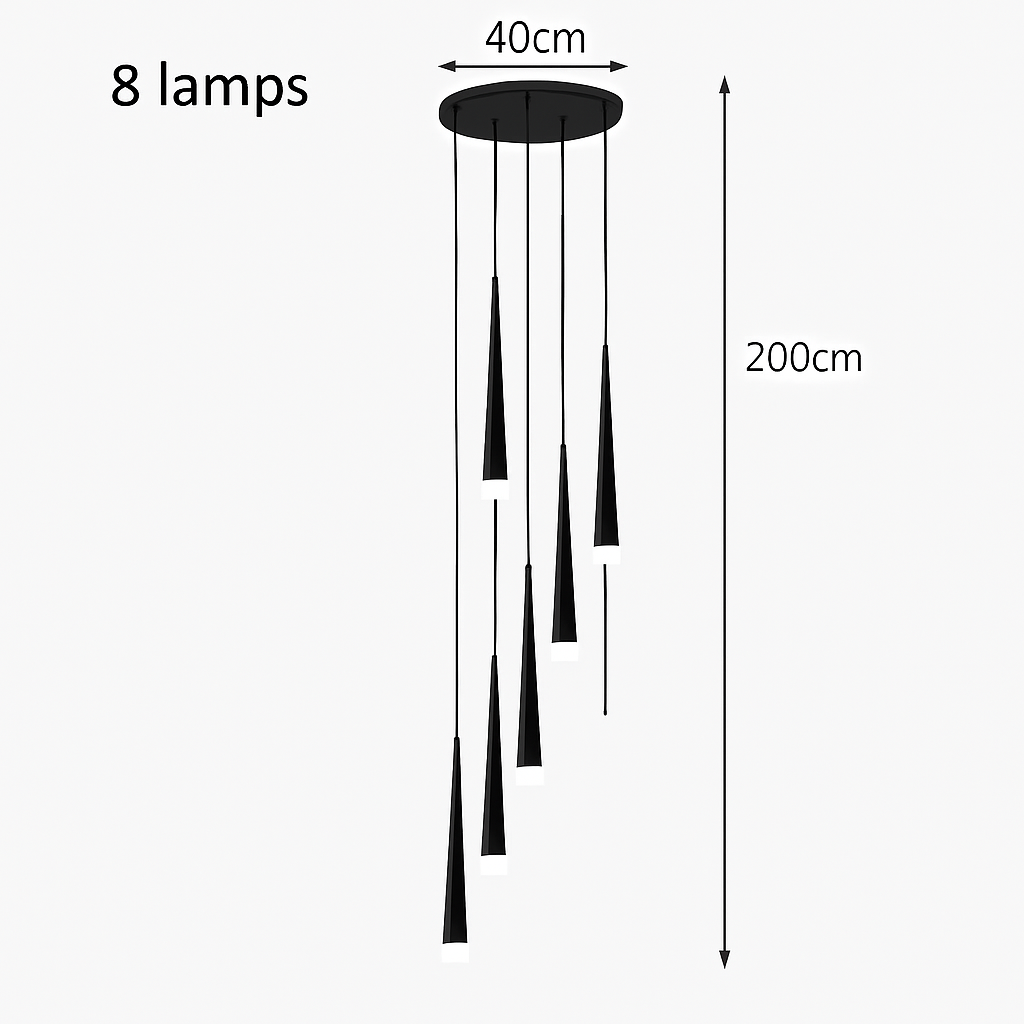 lustre moderne design tube noir pour décoration intérieure