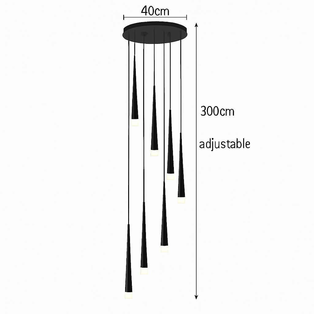 lustre moderne design tube noir pour décoration intérieure