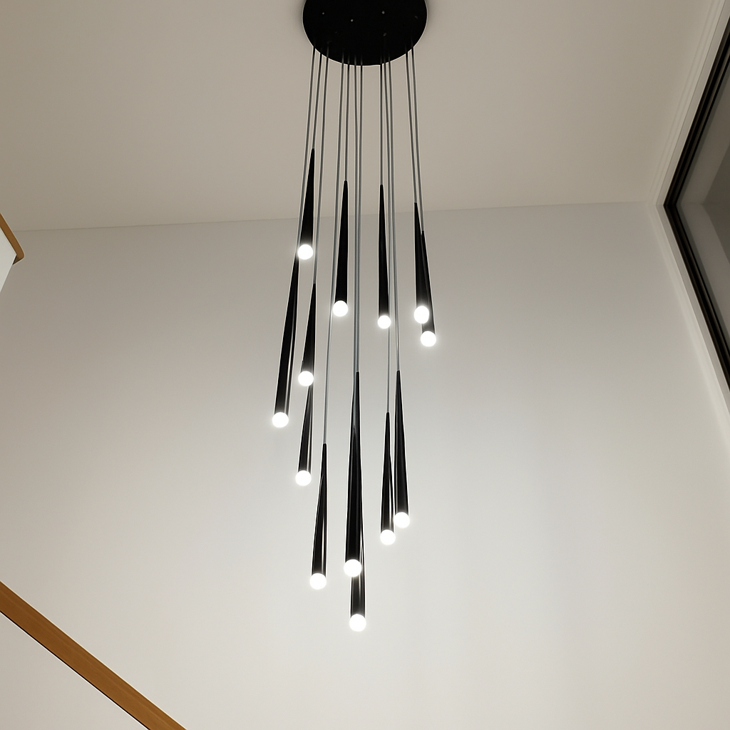lustre moderne design tube noir pour décoration intérieure