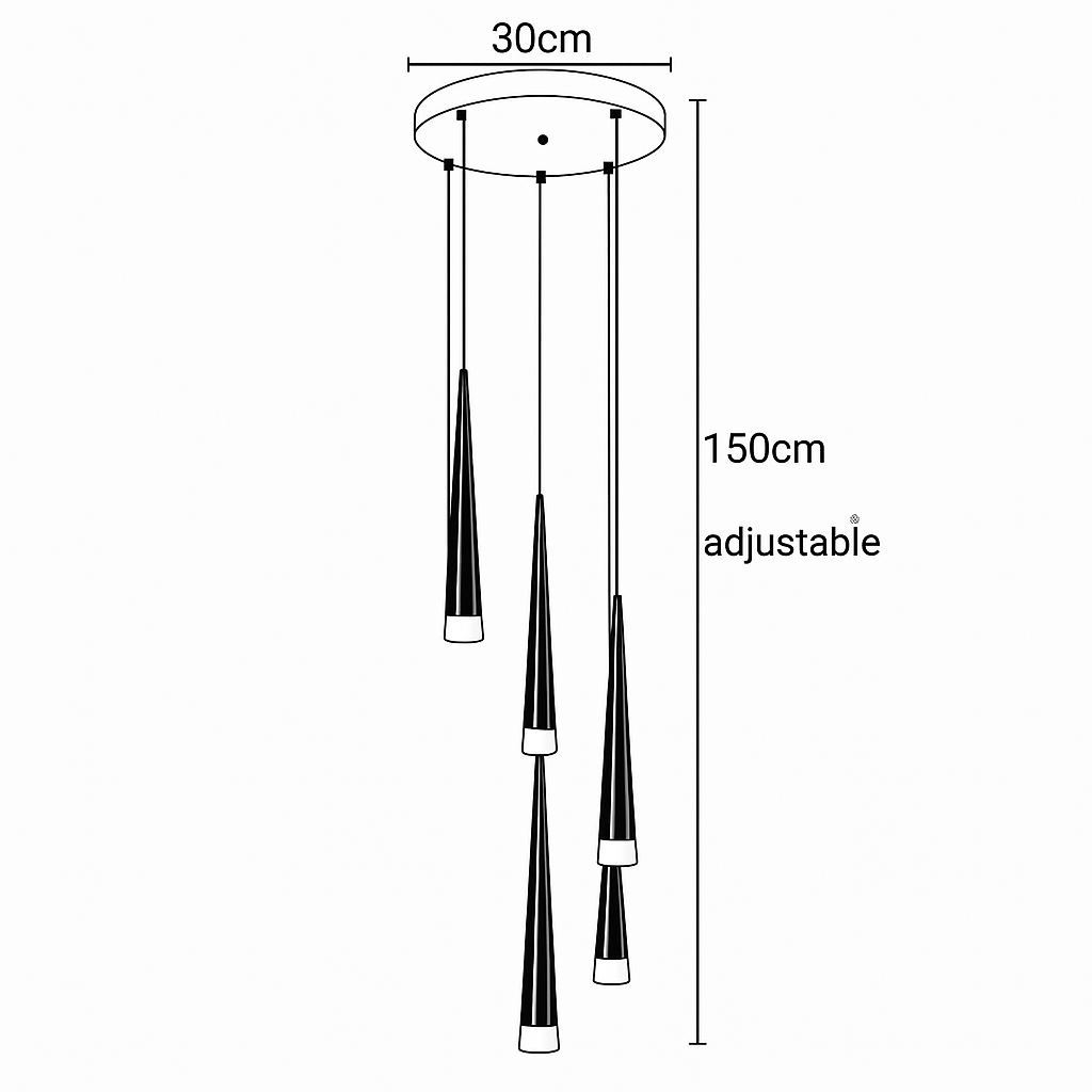 lustre moderne design tube noir pour décoration intérieure