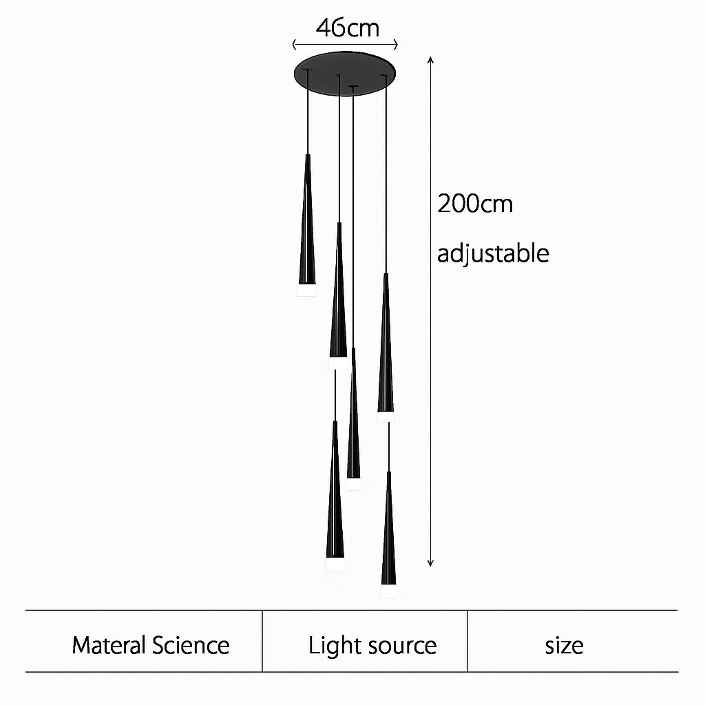 lustre moderne design tube noir pour décoration intérieure