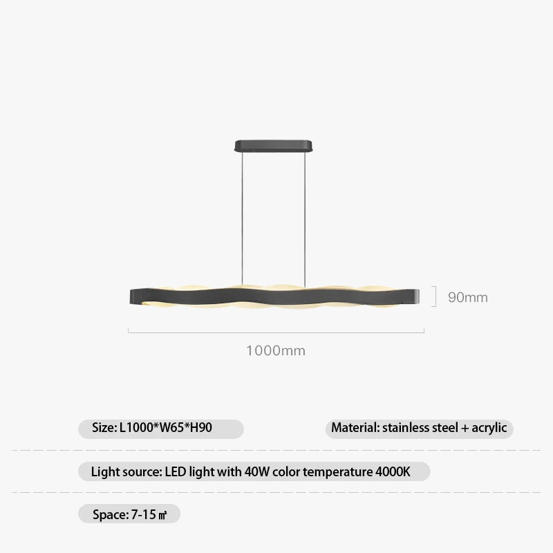 lustre moderne en acier inoxydable design vague pour décoration intérieure