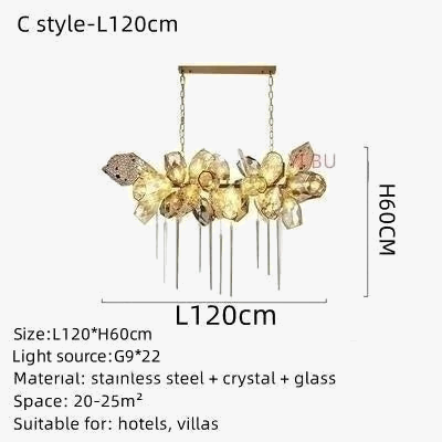 lustre moderne en acier inoxydable et cristal avec led intégrée