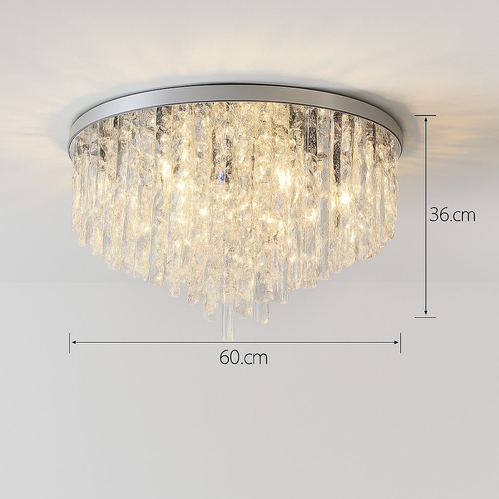 lustre moderne en acier led avec cristaux art déco