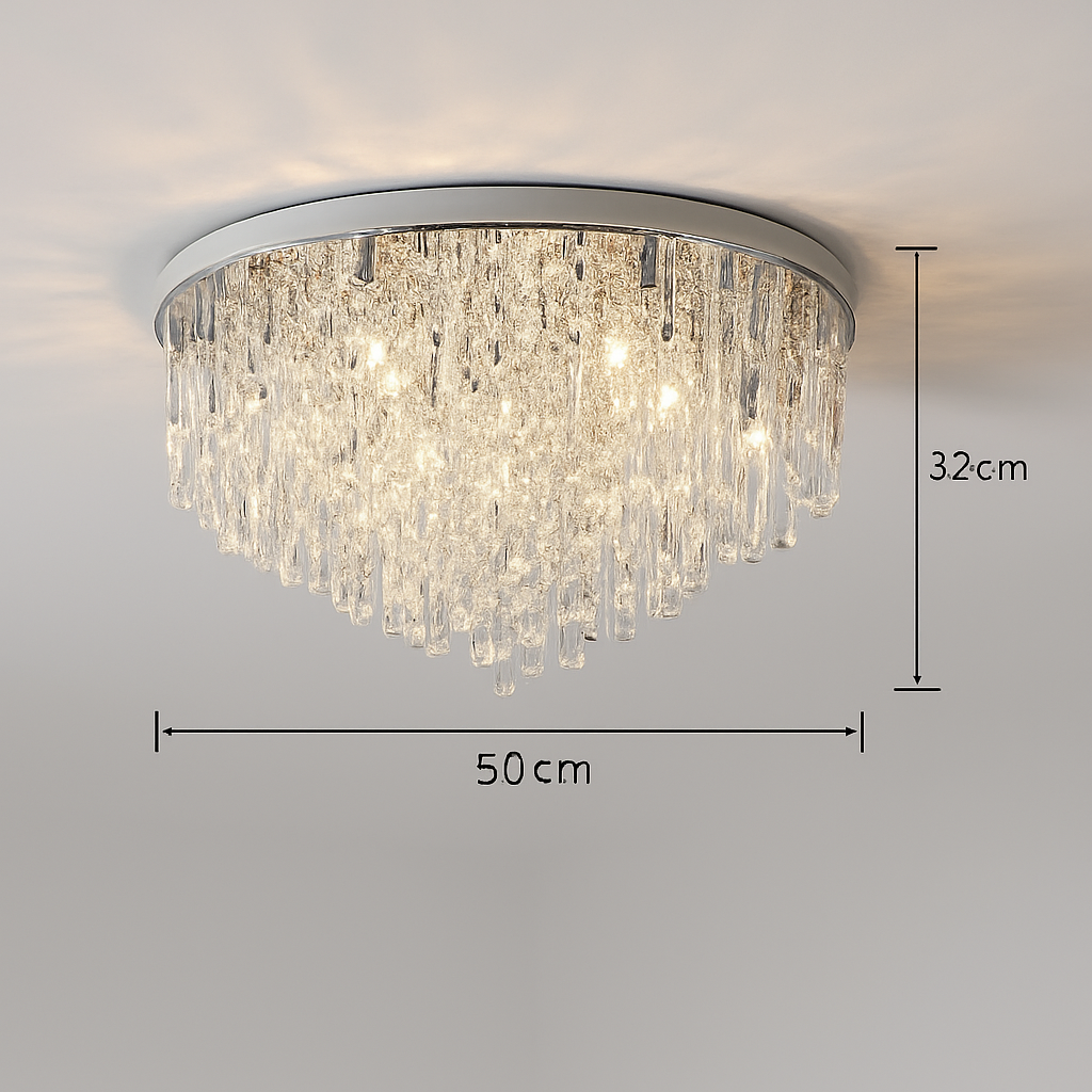 lustre moderne en acier led avec cristaux art déco
