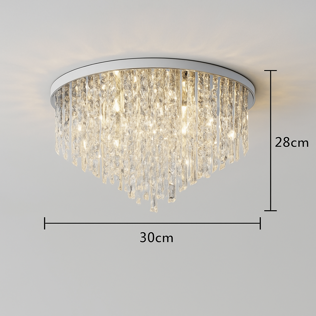 lustre moderne en acier led avec cristaux art déco