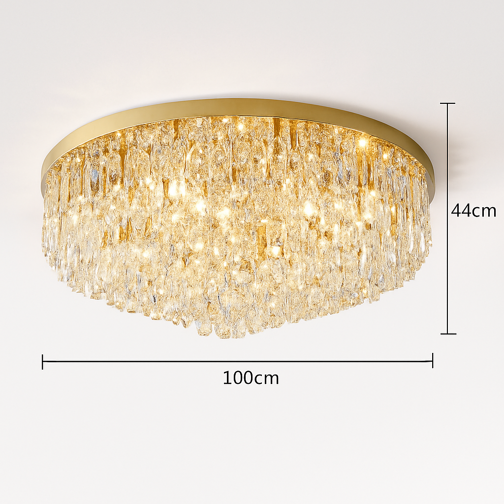 lustre moderne en acier led avec cristaux art déco