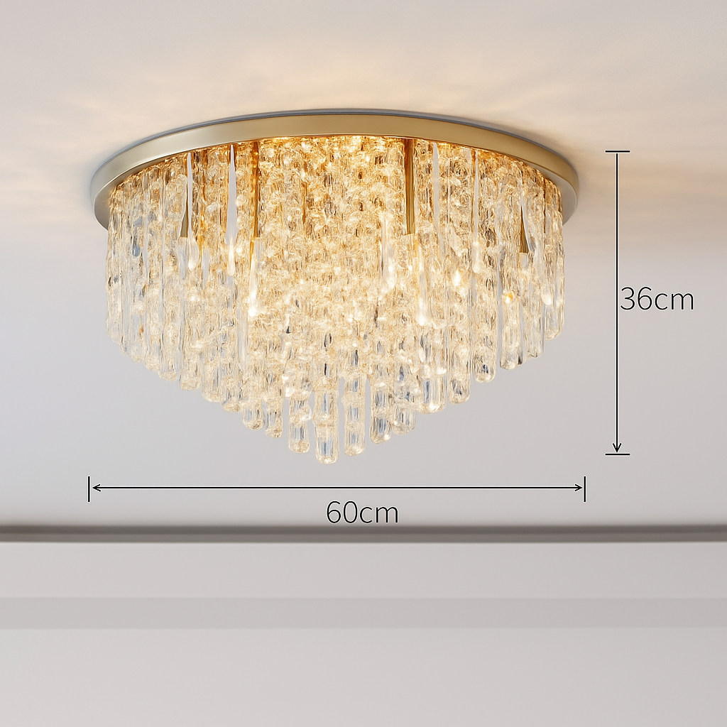 lustre moderne en acier led avec cristaux art déco
