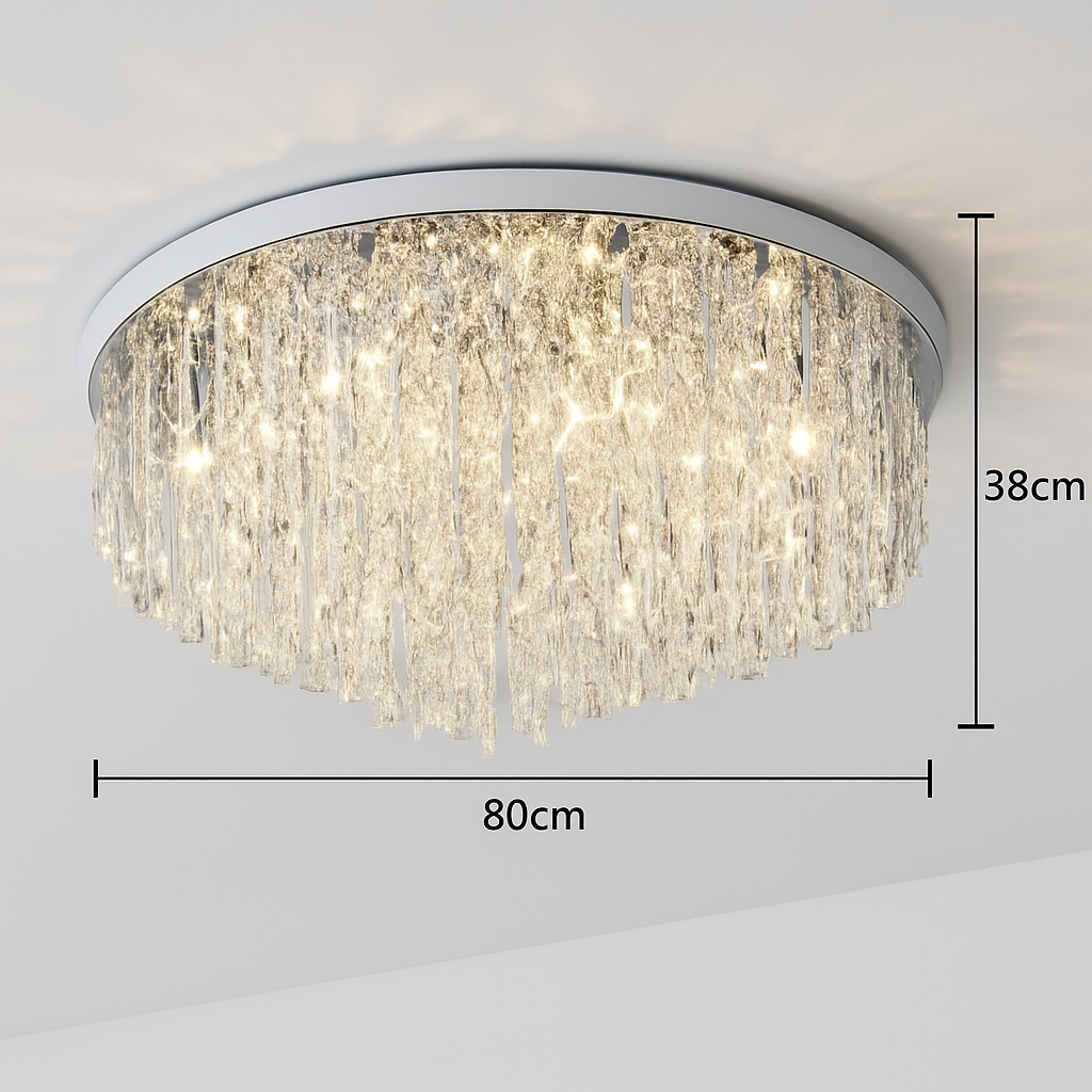 lustre moderne en acier led avec cristaux art déco