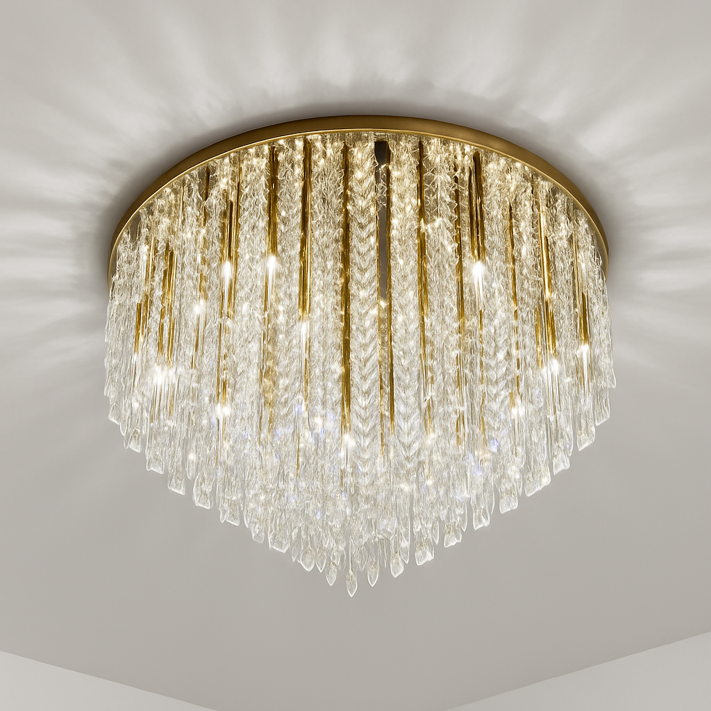 lustre moderne en acier led avec cristaux art déco