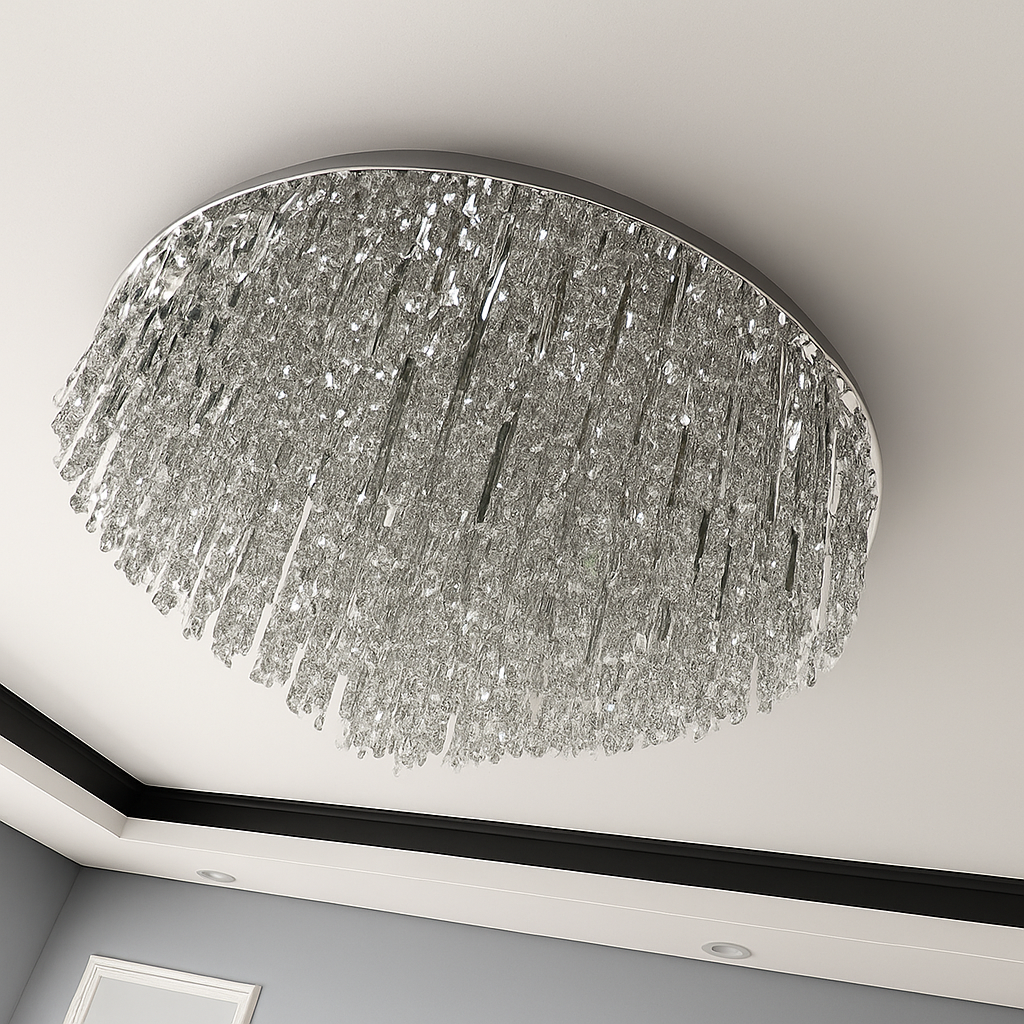 lustre moderne en acier led avec cristaux art déco