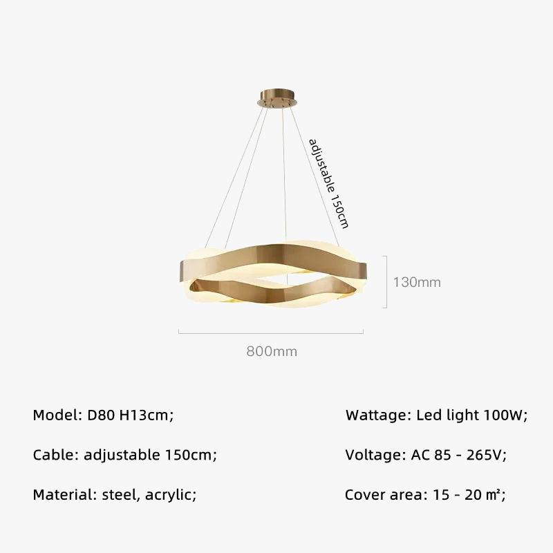 lustre moderne en acier led avec suspension en acrylique