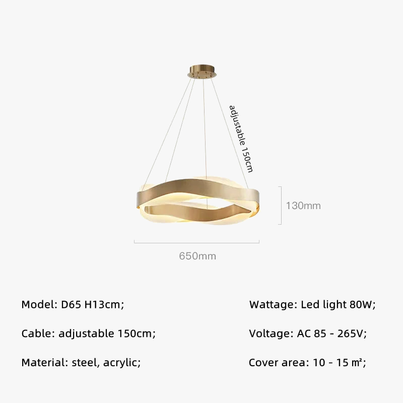 lustre moderne en acier led avec suspension en acrylique