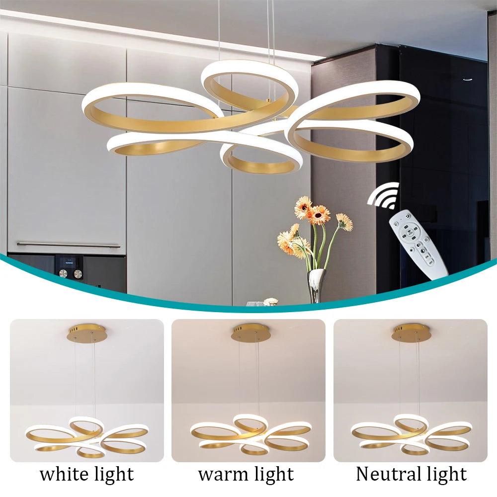lustre moderne en aluminium acrylique led avec télécommande réglable