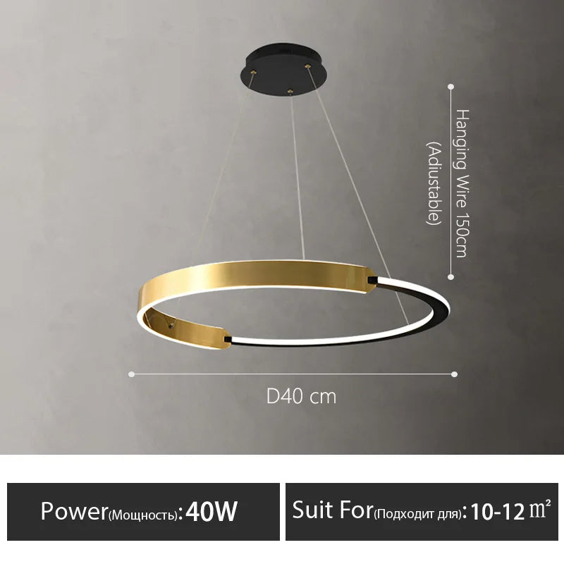 lustre moderne en anneau design pour décoration intérieure