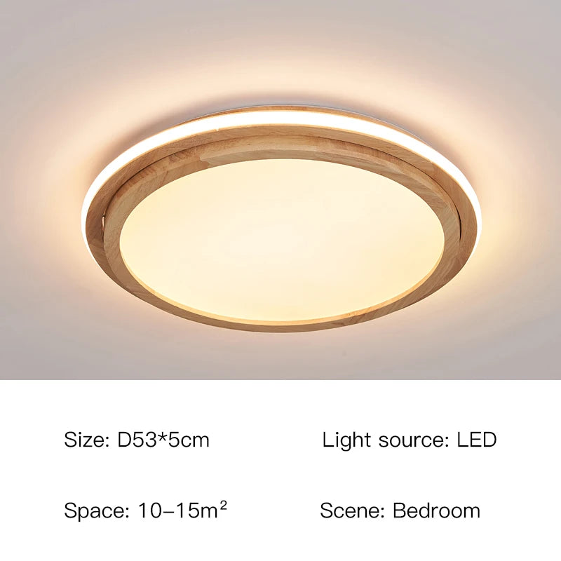lustre moderne en bois avec lumières intelligentes pour intérieur