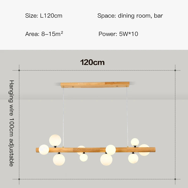 lustre moderne en bois et verre laiteux pour espaces contemporains