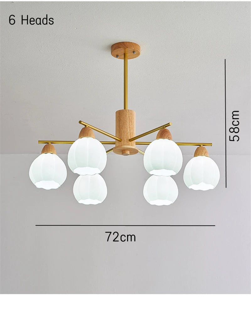 lustre moderne en bois et verre style japonais pour décoration intérieure