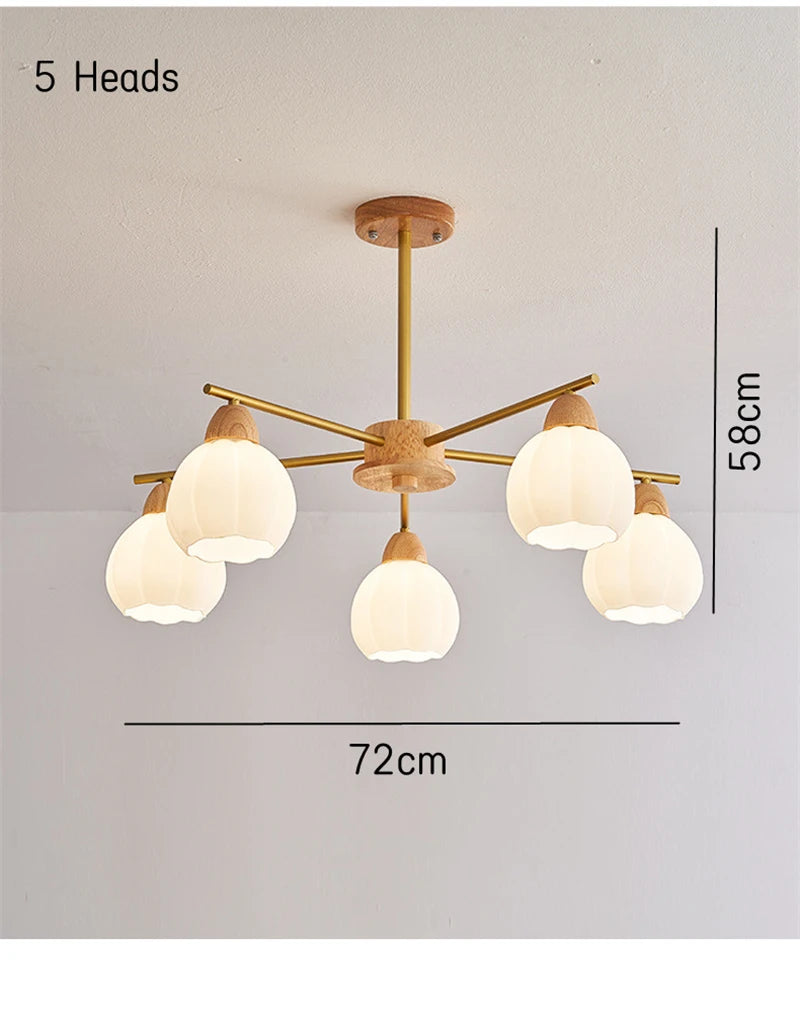 lustre moderne en bois et verre style japonais pour décoration intérieure