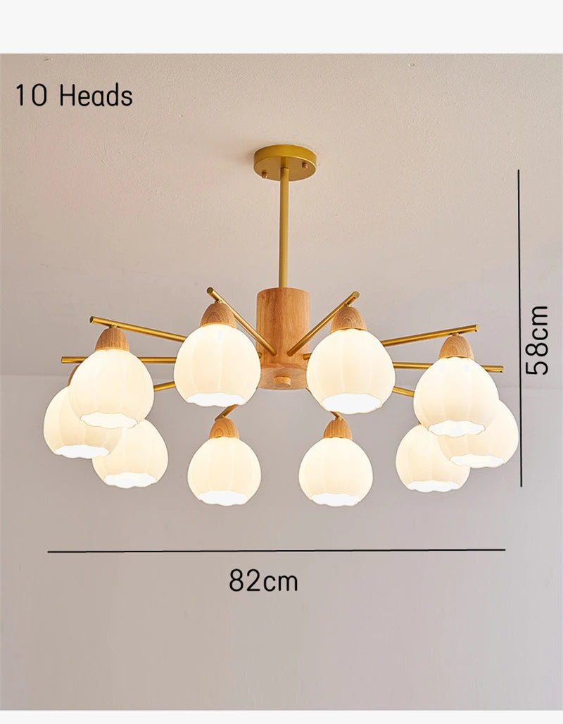 lustre moderne en bois et verre style japonais pour décoration intérieure
