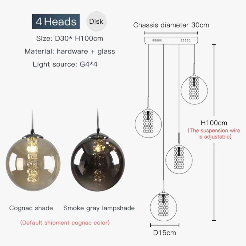 lustre moderne en boule de verre en spirale g4 pour duplex nordique