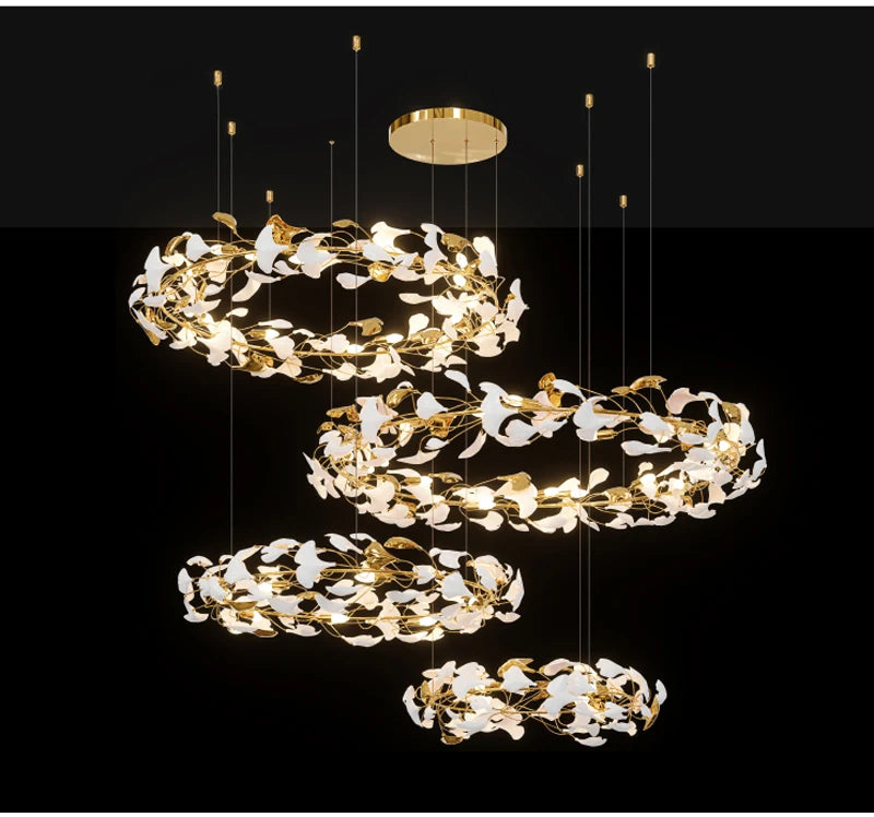 lustre moderne en céramique avec pétales de led