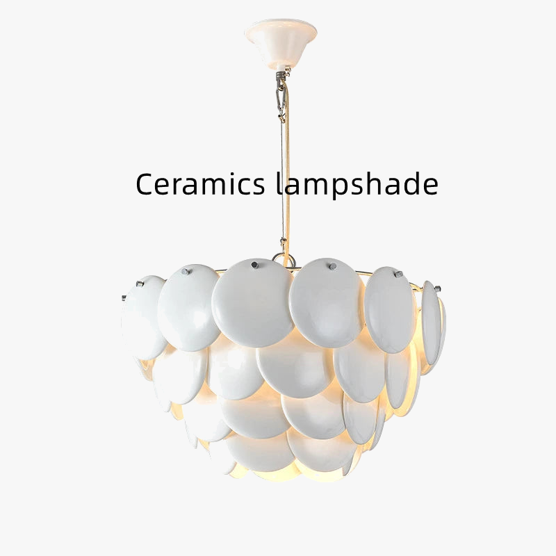 lustre moderne en céramique avec suspension en verre led
