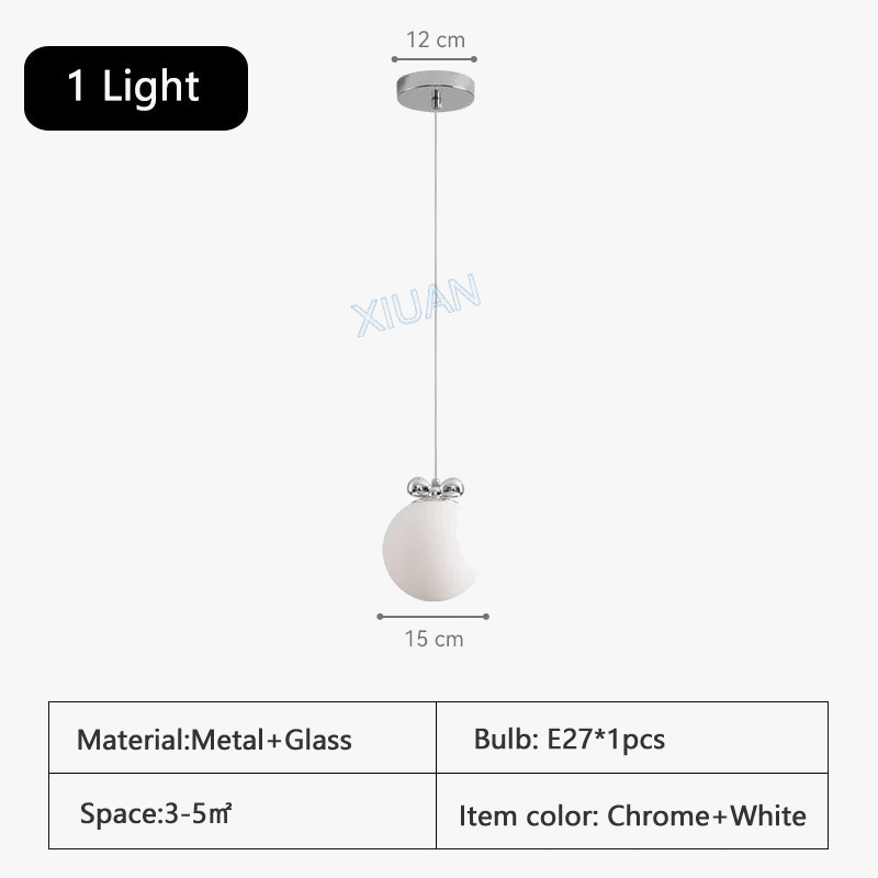 lustre moderne en chrome avec suspension en verre