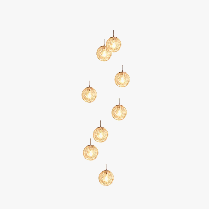 lustre moderne en colimaçon avec éclairage led et boule de cristal