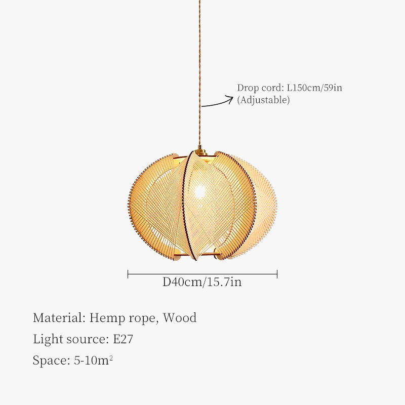 lustre moderne en corde de chanvre japonais pour décoration intérieure