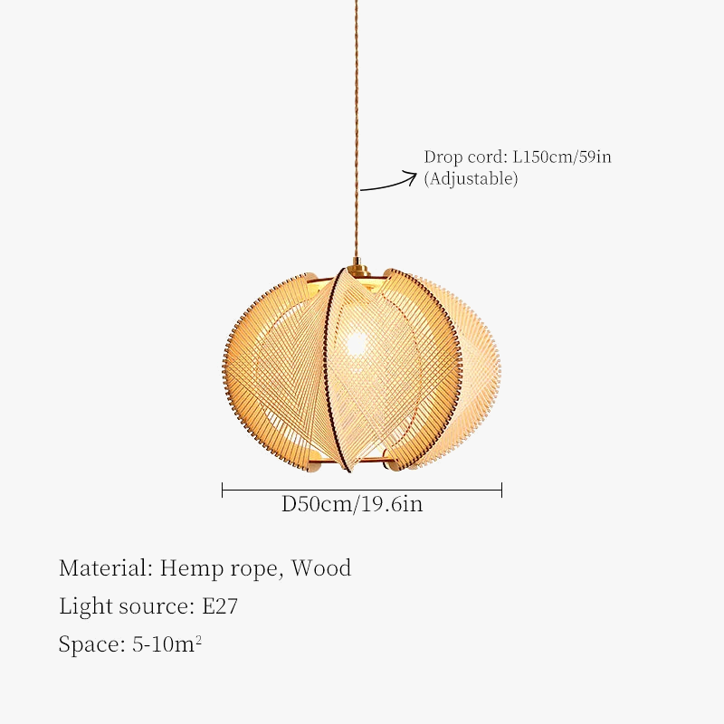 lustre moderne en corde de chanvre japonais pour décoration intérieure