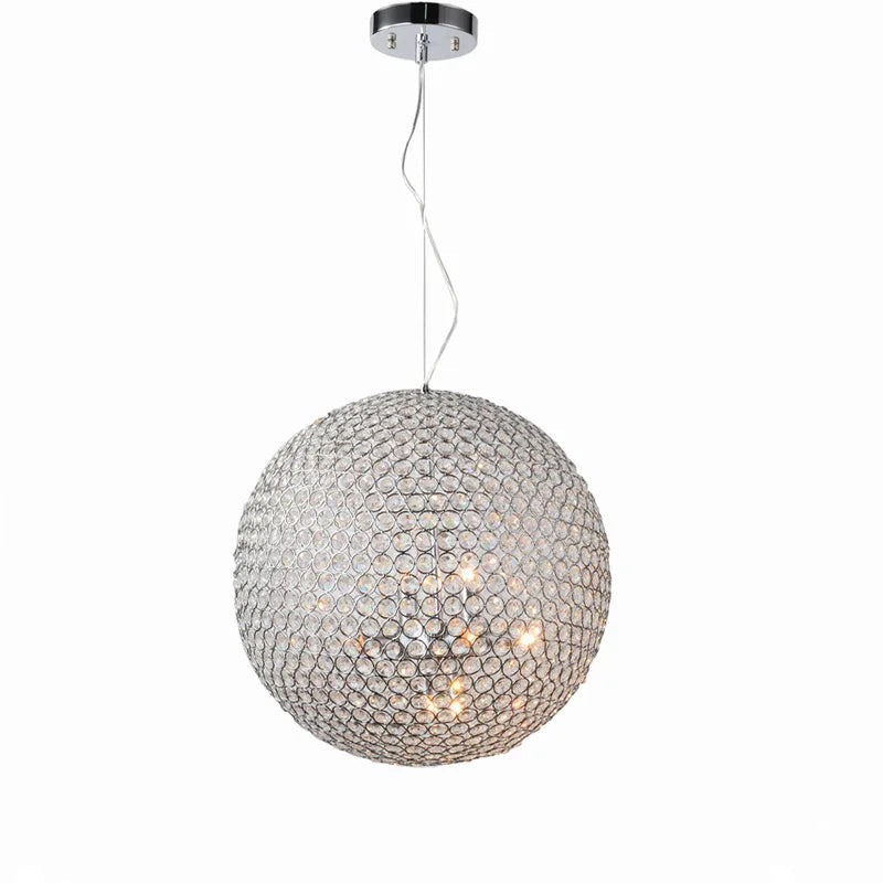lustre moderne en cristal boule ronde avec éclairage led