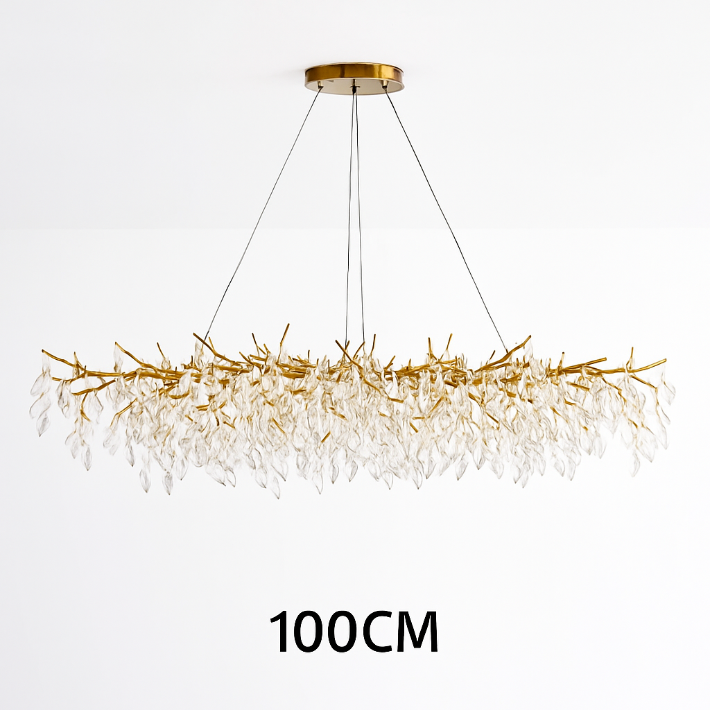 lustre moderne en cristal clair avec éclairage en métal réglable