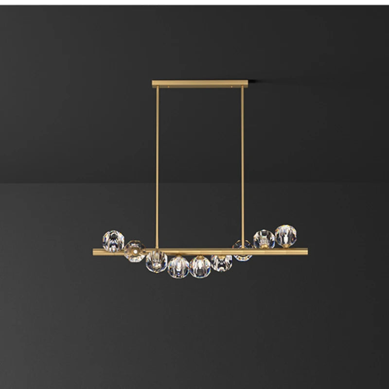 lustre moderne en cristal cuivre avec éclairage réglable
