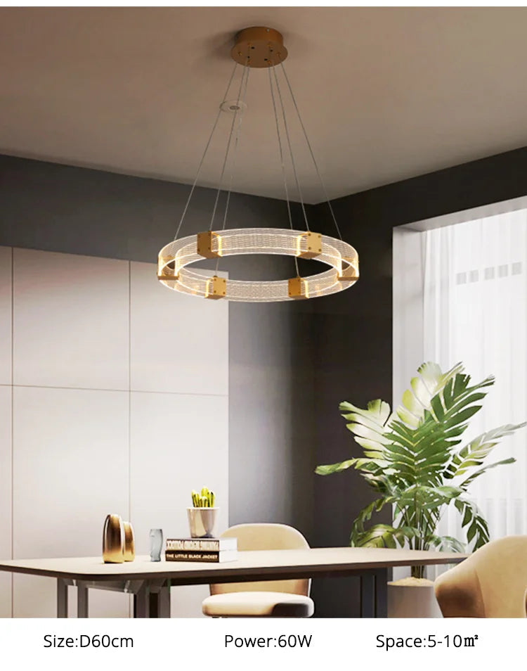 lustre moderne en cristal design nordique pour décoration intérieure