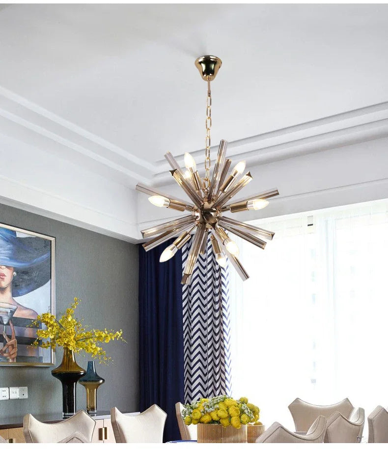 lustre moderne en cristal design pissenlit pour intérieur élégant