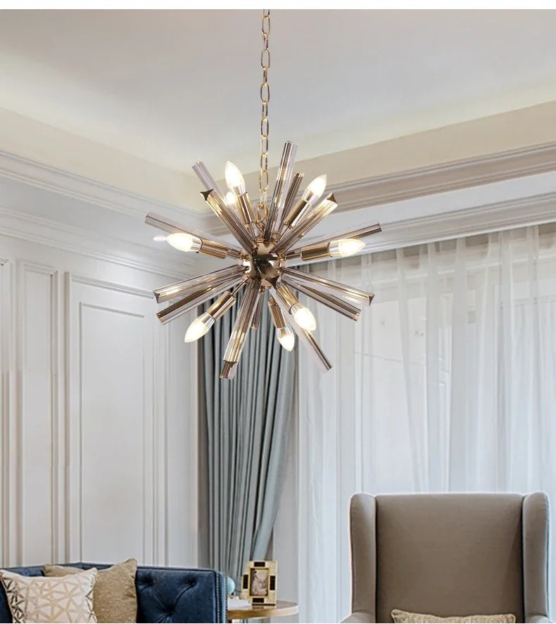 lustre moderne en cristal design pissenlit pour intérieur élégant