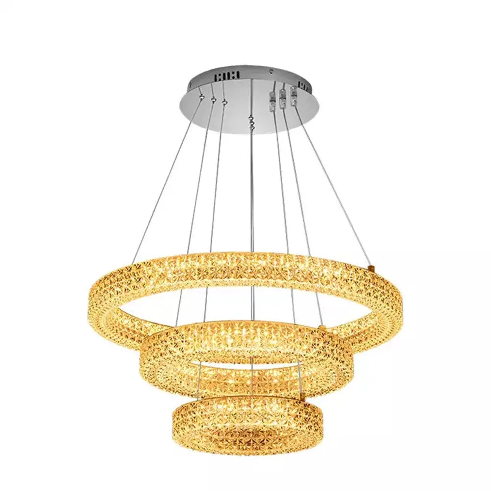 lustre moderne en cristal à deux couches pour décoration